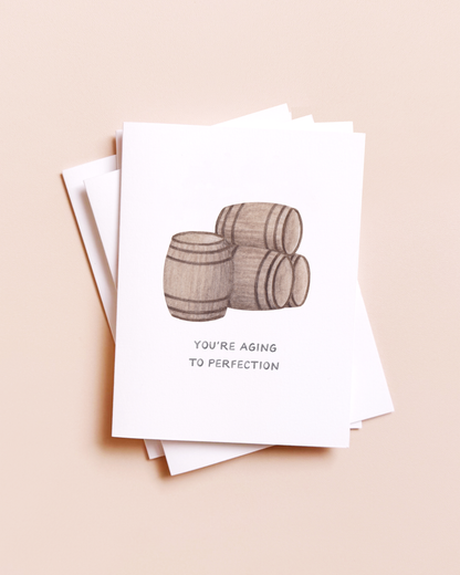 Aging To Perfection — Funny Whiskey / Wine Birthday Card