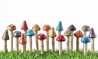 Ceramic Mushroom Garden Pick,18Asst