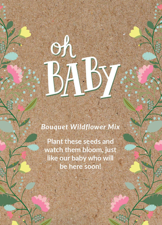 Oh Baby Baby Shower Brown - Bouquet Wildflower Seed Packets