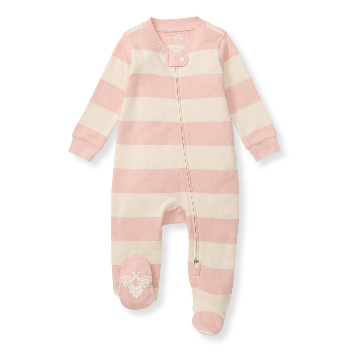 Rugby Stripe Organic Cotton Sleep & Play - Pink Sand