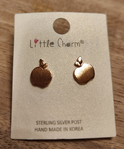 Gold Apple Stud Earrings