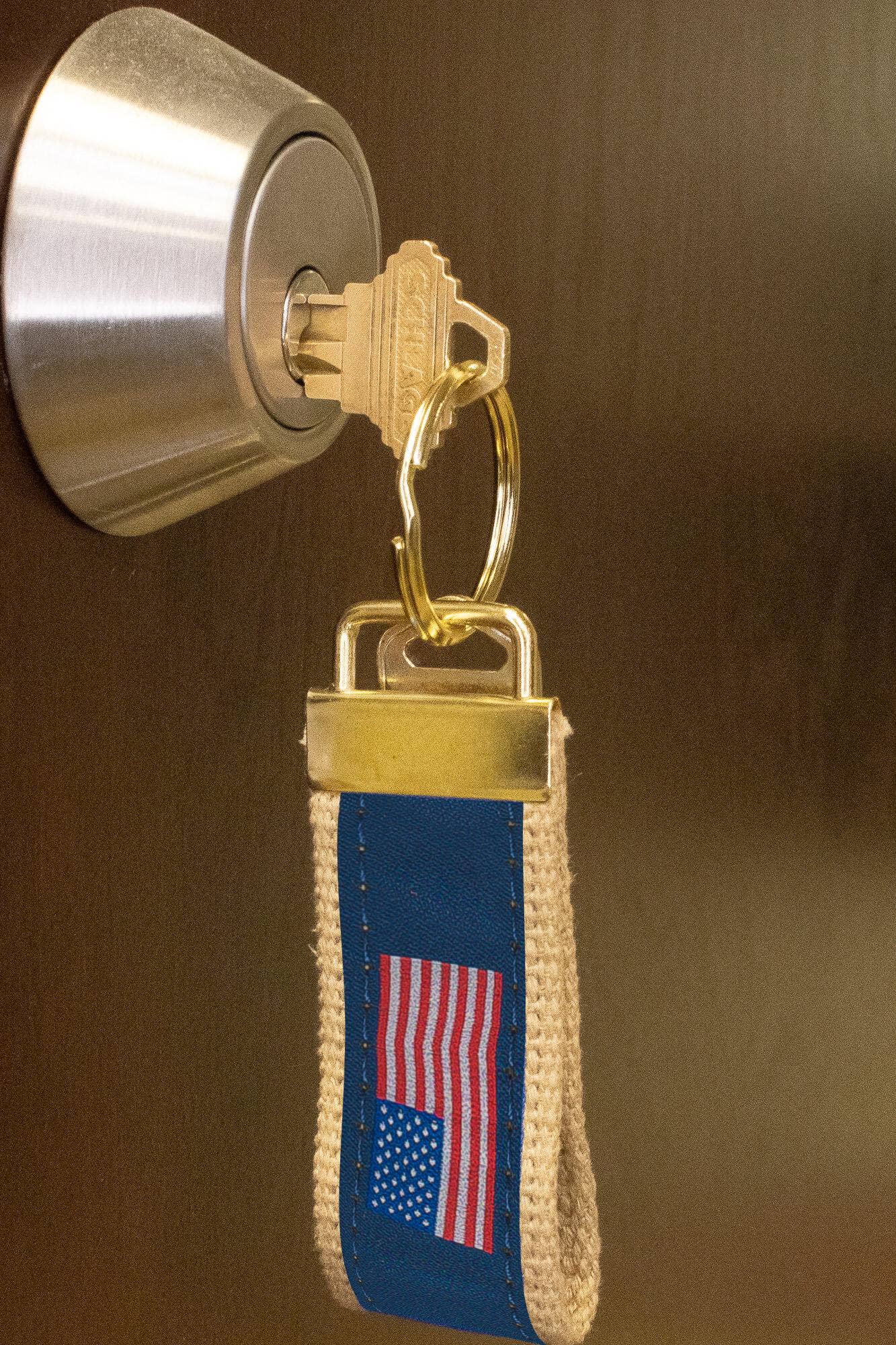 American Flag Woven Ribbon Key Fob
