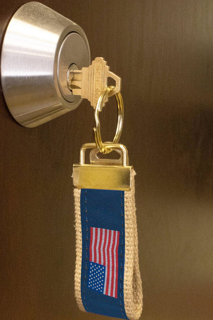 American Flag Woven Ribbon Key Fob