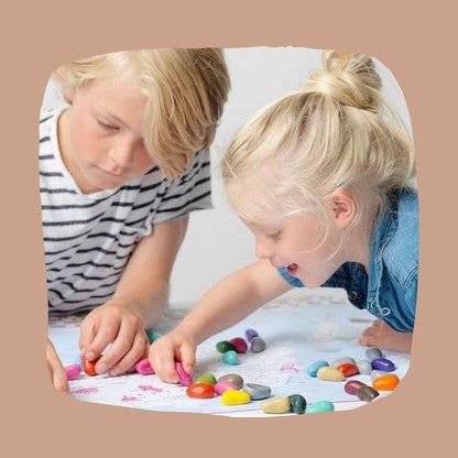 24 crayon rocks in a muslin bag
