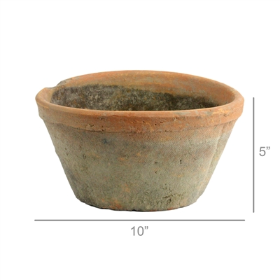 Rustic Terra Cotta Oval Pot - Lrg - Antique Red