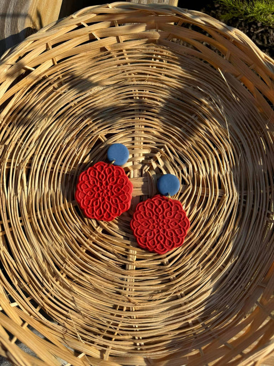 Red Mandalas | Fourth of July Clay Earrings
