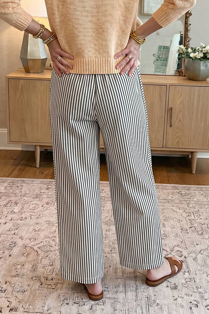 Stripe Wide Leg Casual Pants (S-4X)