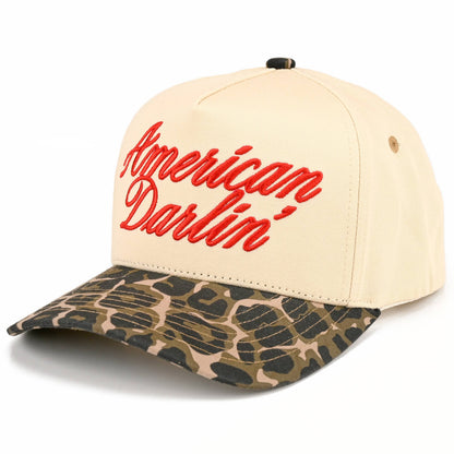 C.C AMERICAN DARLIN' Letter on Two Tone Trucker Hat