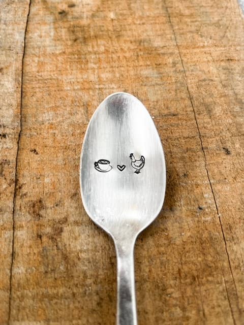 Coffee & Chickens Vintage Stamped Spoon