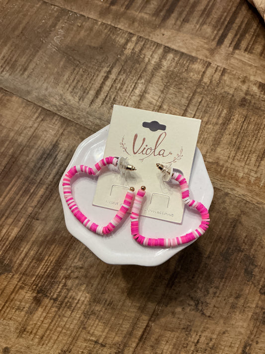 Pink white heart Earrings