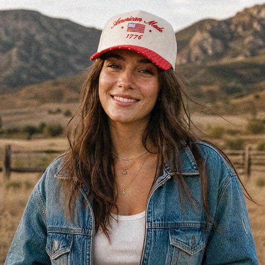 C.C AMERICAN MADE 1776 Letter on Two Tone Trucker Hat