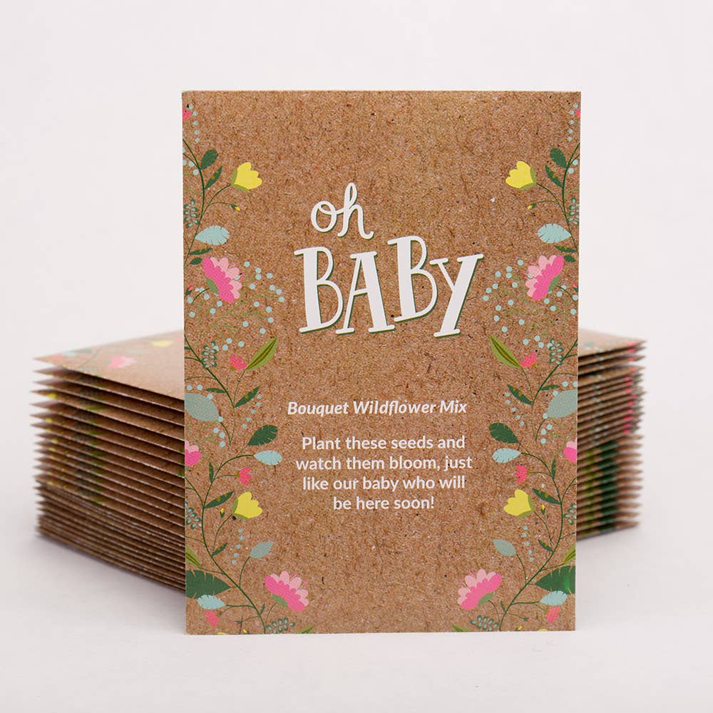 Oh Baby Baby Shower Brown - Bouquet Wildflower Seed Packets