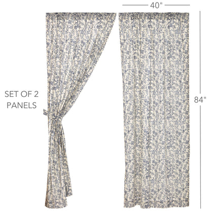 Blue Floral Panel Set of 2 84Lx40W
