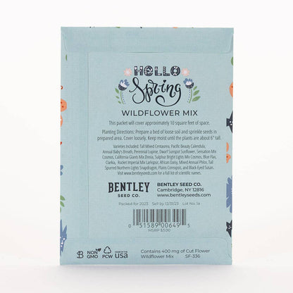 Hello Spring Blue Background - Wildflower Mix Seed Packets