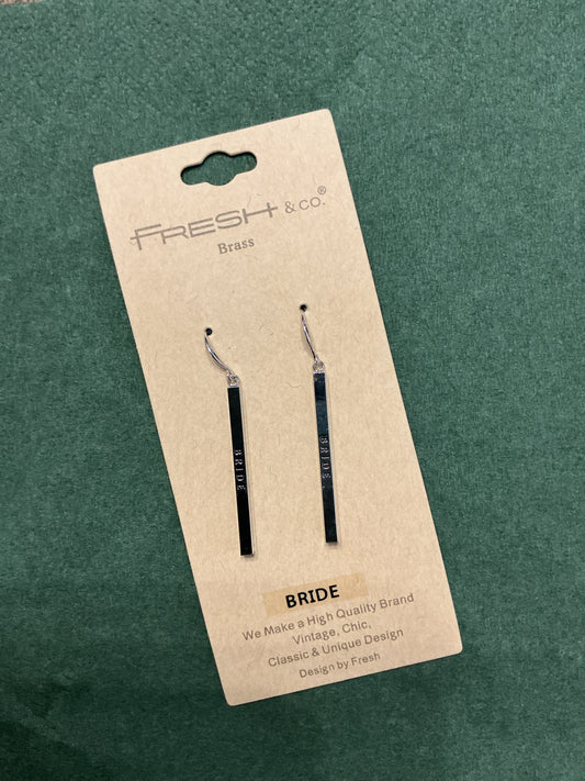 Bride Rhodium Bar Earrings