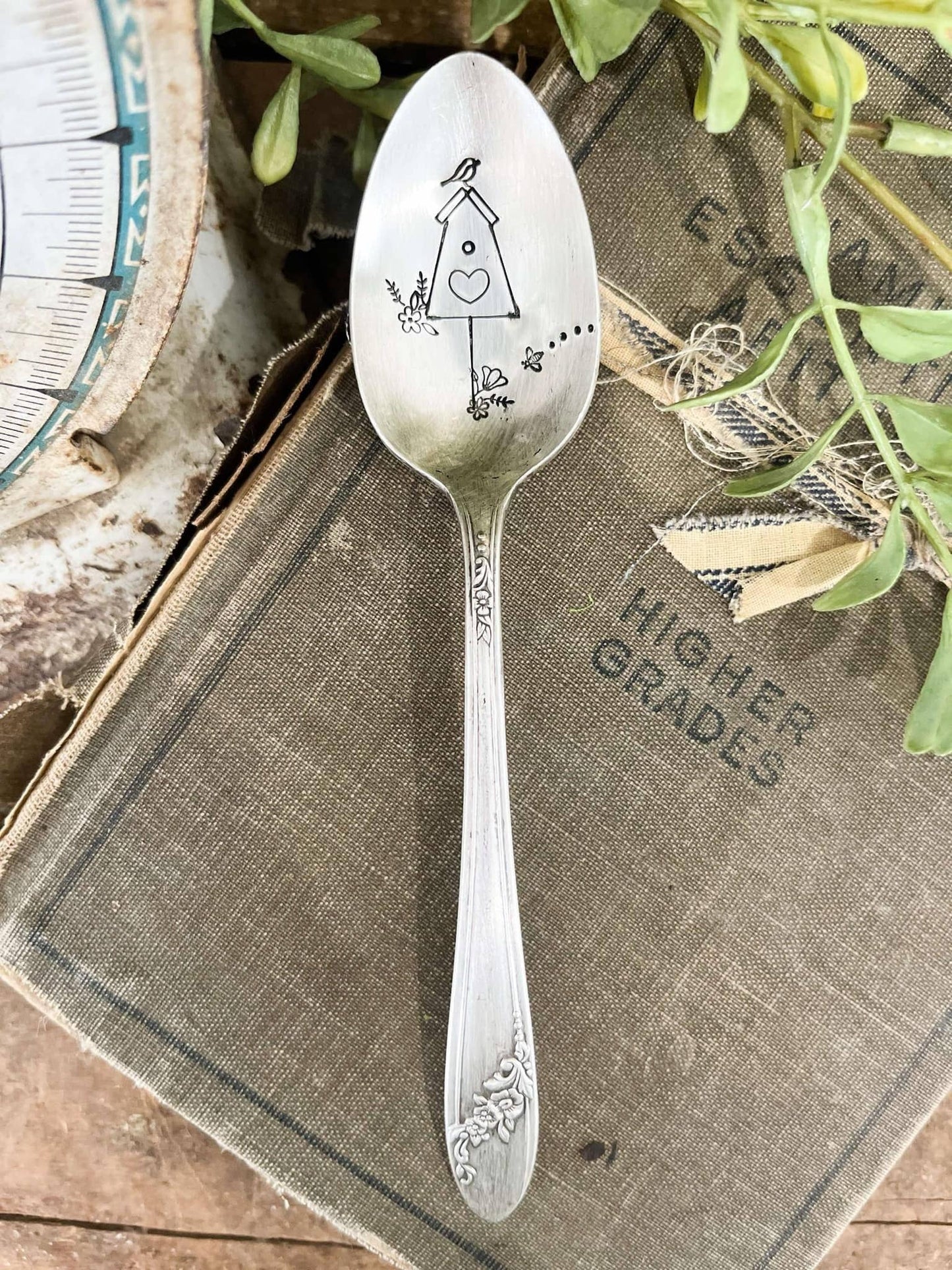 Bird House Vintage Stamped spoon