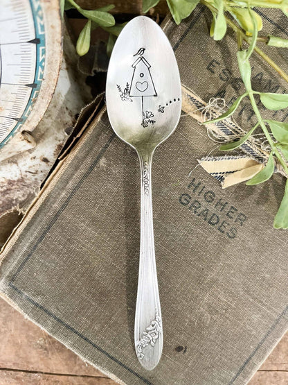 Bird House Vintage Stamped spoon