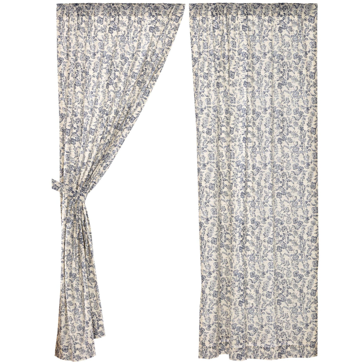 Blue Floral Panel Set of 2 84Lx40W