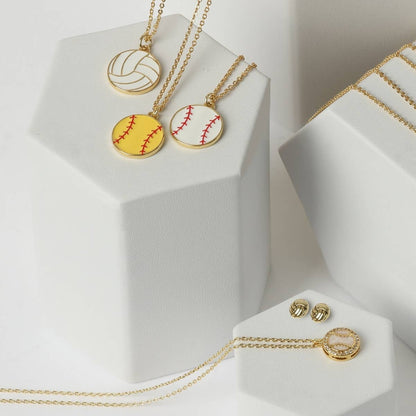 Perfect Serve! Enamel Volleyball Necklace
