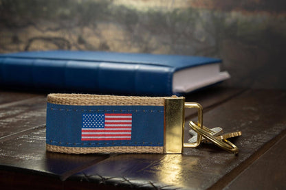 American Flag Woven Ribbon Key Fob