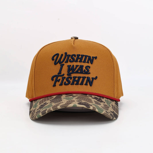 Wishin’ I Was Fishin’ Hat - Brown Duck Camo