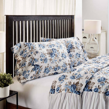 Annie Blue Floral Ruffled Standard Pillow Case Set of 2 21x26+8