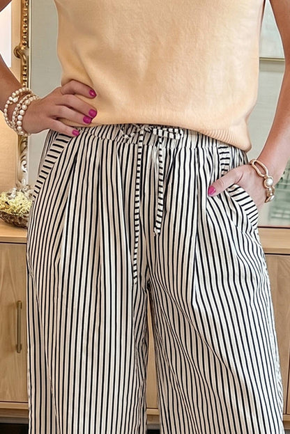Stripe Wide Leg Casual Pants (S-4X)