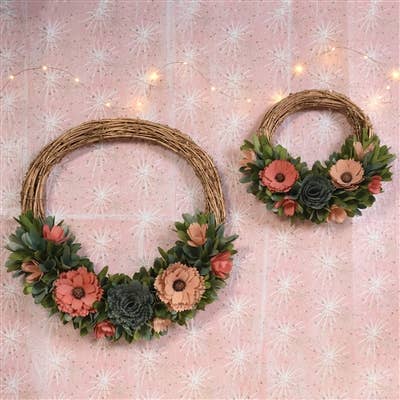 Wood Shaving Wreath - Lrg - Pinks