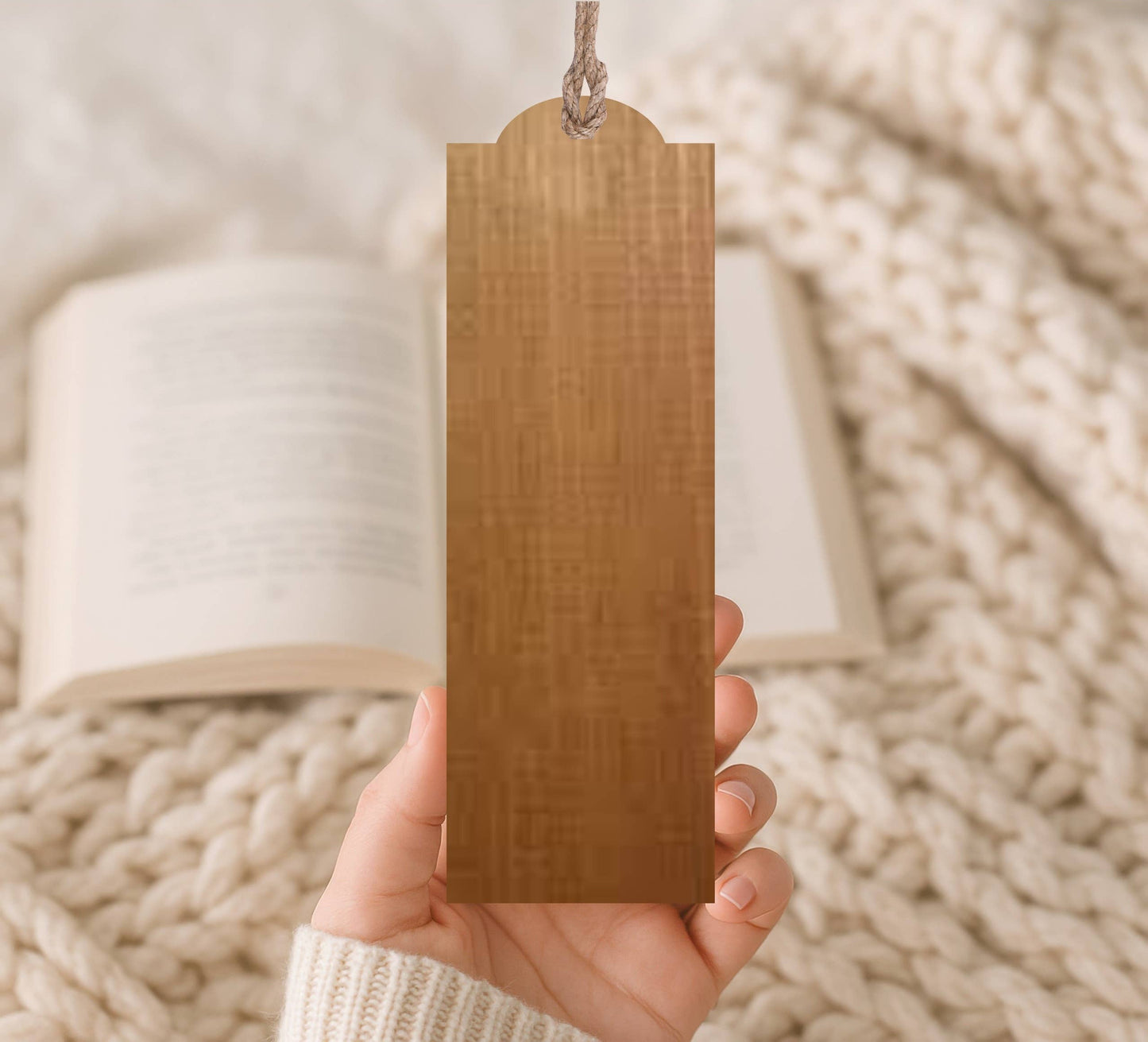 Wood Bookmark Dusty Blue Floral