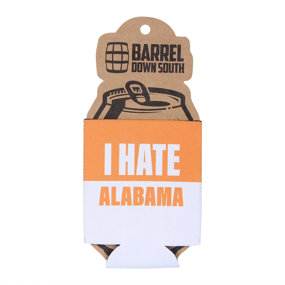 Orange/White I Hate Alabama Can Cooler