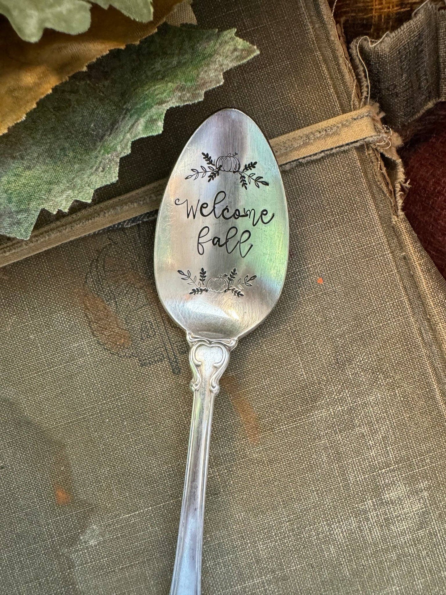 Welcome Fall Vintage Stamped Spoon
