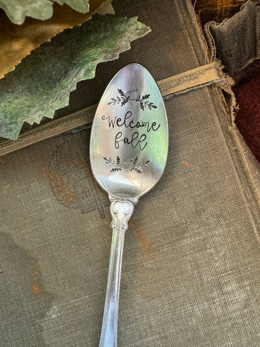 Welcome Fall Vintage Stamped Spoon