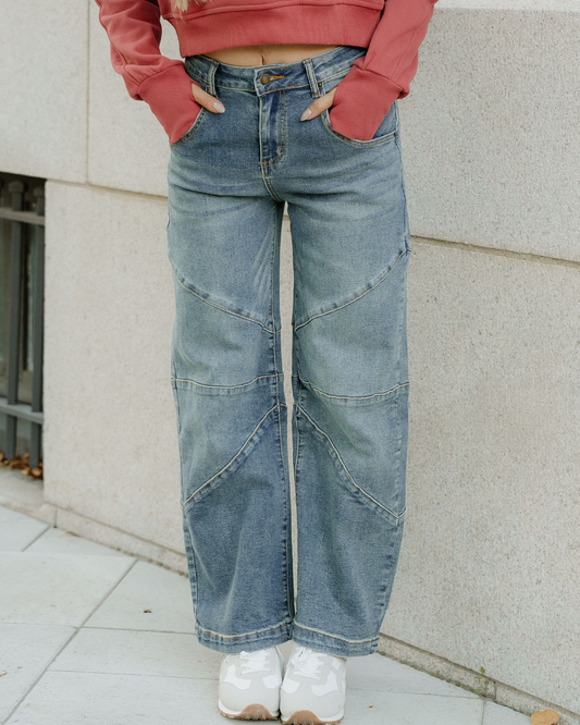 Adeline Criss Cross Jeans - Sail Blue | High-Waisted | Jeans