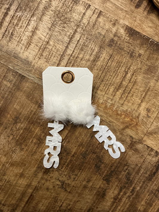 Mrs Acrylic Fur Pom Pom Earrings