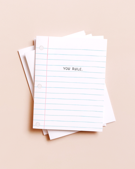 You Rule Notebook Paper — Teacher Appreciation Thanks Card