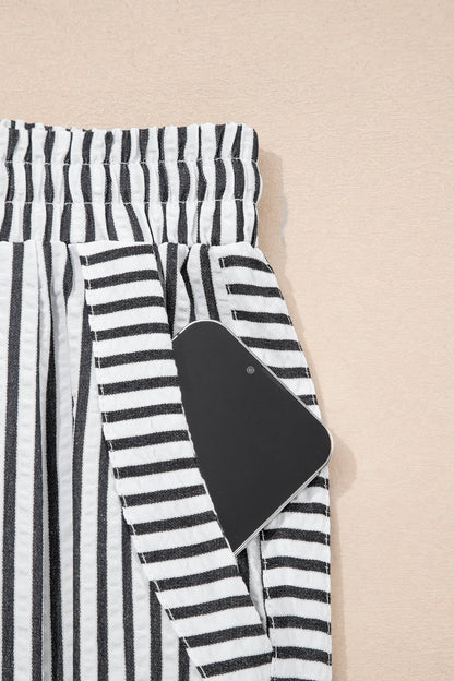 Stripe Wide Leg Casual Pants (S-4X)