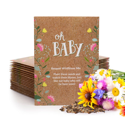 Oh Baby Baby Shower Brown - Bouquet Wildflower Seed Packets