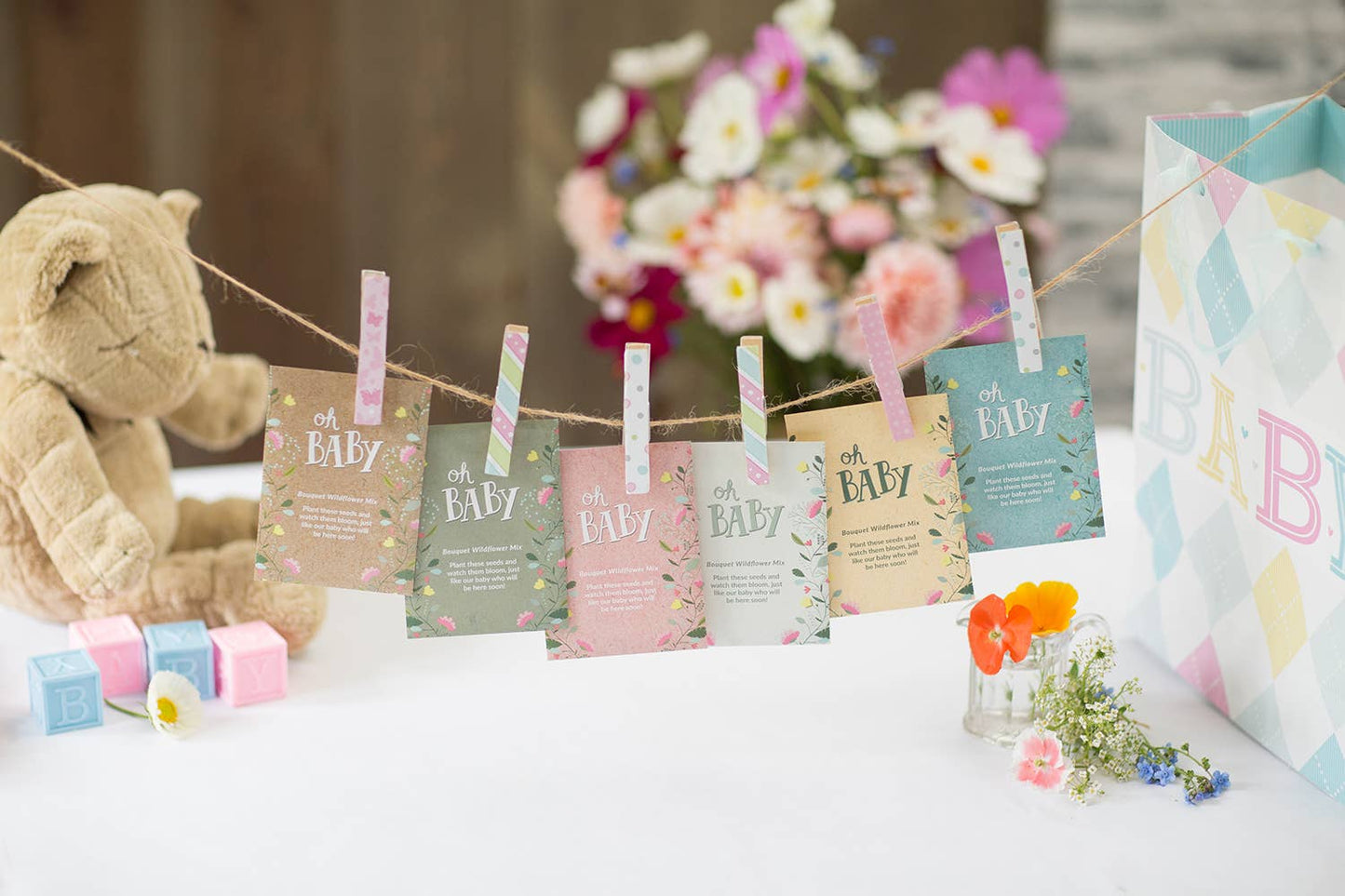 Oh Baby Baby Shower Brown - Bouquet Wildflower Seed Packets