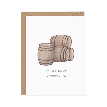 Aging To Perfection — Funny Whiskey / Wine Birthday Card