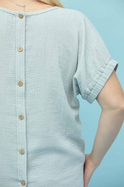 Boxy Dolman Gauze Shirt, Button Down, Curve, Plus - 13869TPL
