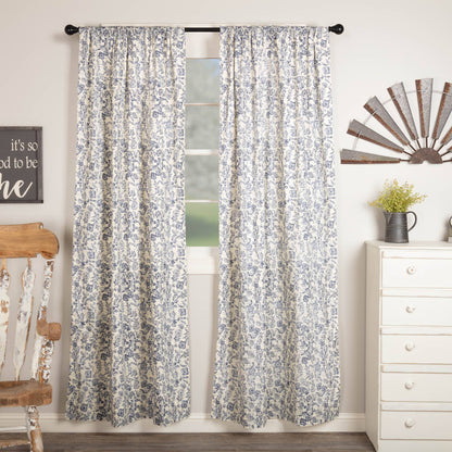 Blue Floral Panel Set of 2 84Lx40W