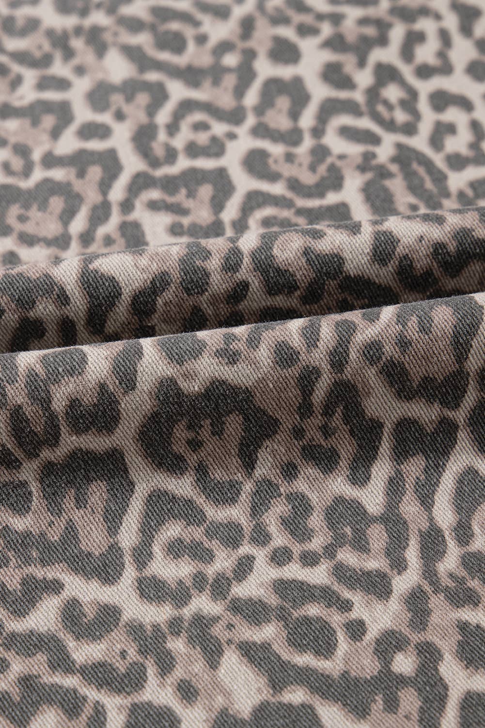 Leopard Frayed Edge Wide Leg High Waist Jeans | 4-16