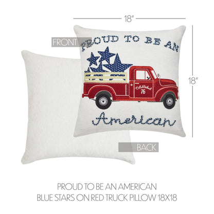 Patriotic Red Truck Throw Pillow 18x18