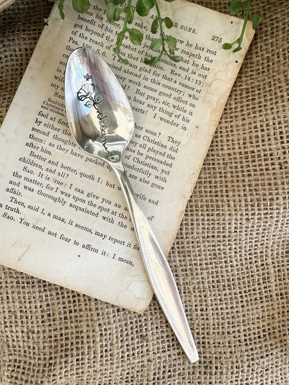 Floral Stem Vintage Hand Stamped Spoon