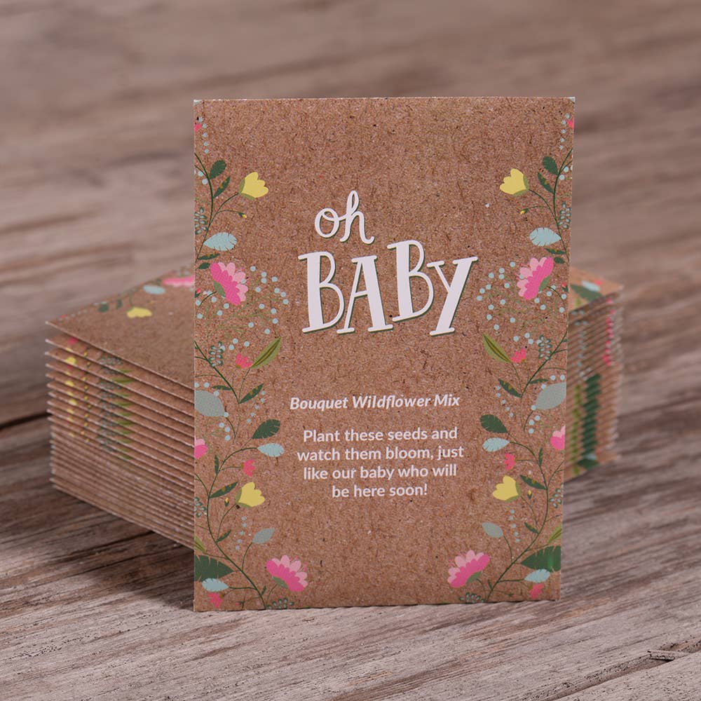 Oh Baby Baby Shower Brown - Bouquet Wildflower Seed Packets