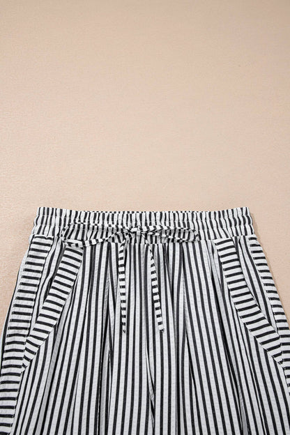 Stripe Wide Leg Casual Pants (S-4X)