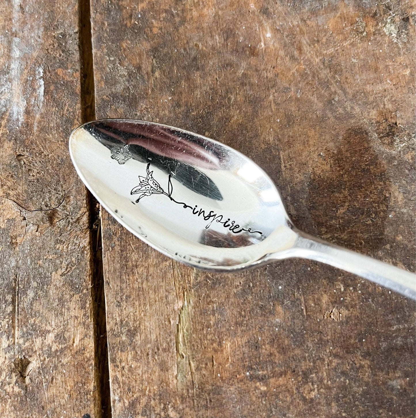 Floral Stem Vintage Hand Stamped Spoon