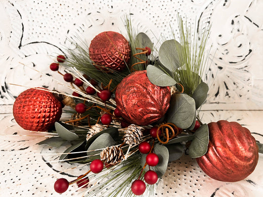 Red Mercury Set of 4 Glass Ornaments 3in