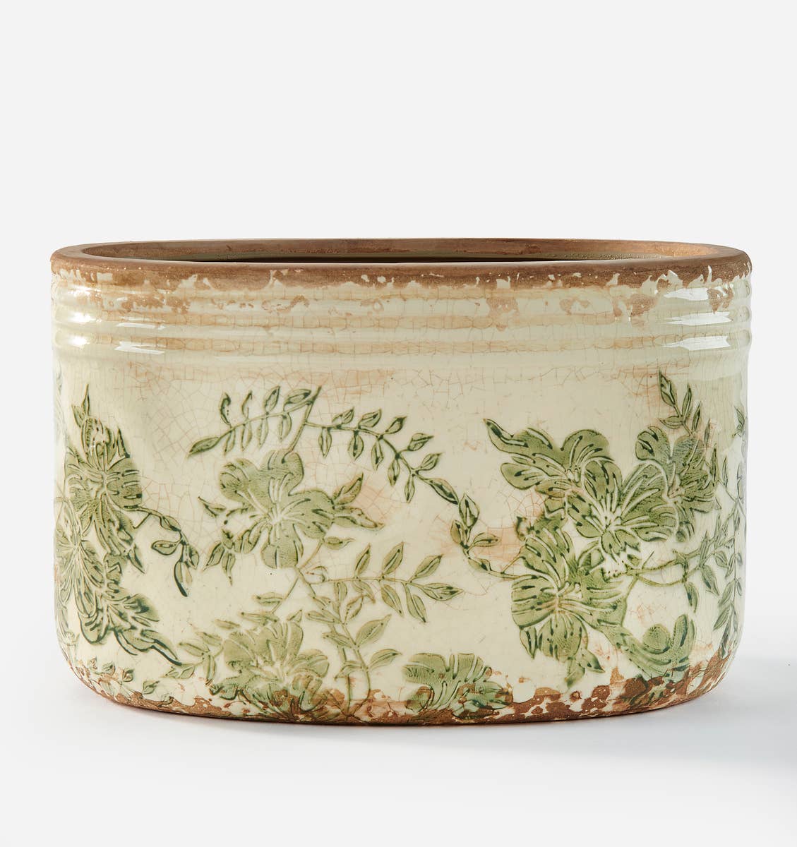 Stoneware Oval Botanical Planter