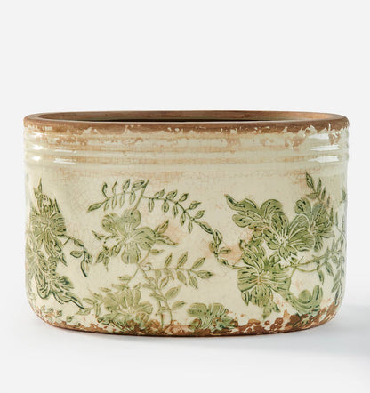 Stoneware Oval Botanical Planter